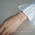 Shangjie OEM Tobillera Elegante Bracelete Flor Vintage 925 Prata esterlina Dolden Dainty Womens Pearl Bracelet